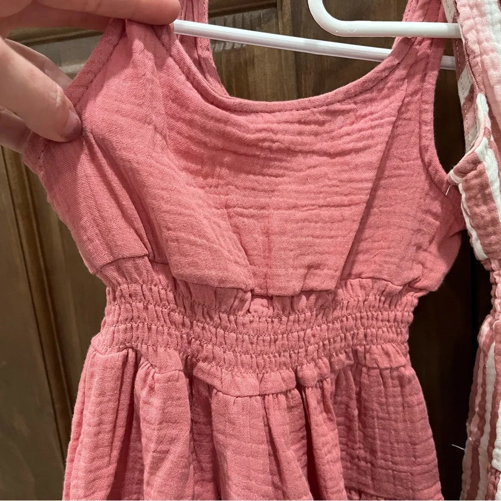 Bearpaw Girl’s Pink Striped and Solid Sleeveless Summer Dress Bundle, Size 2T
